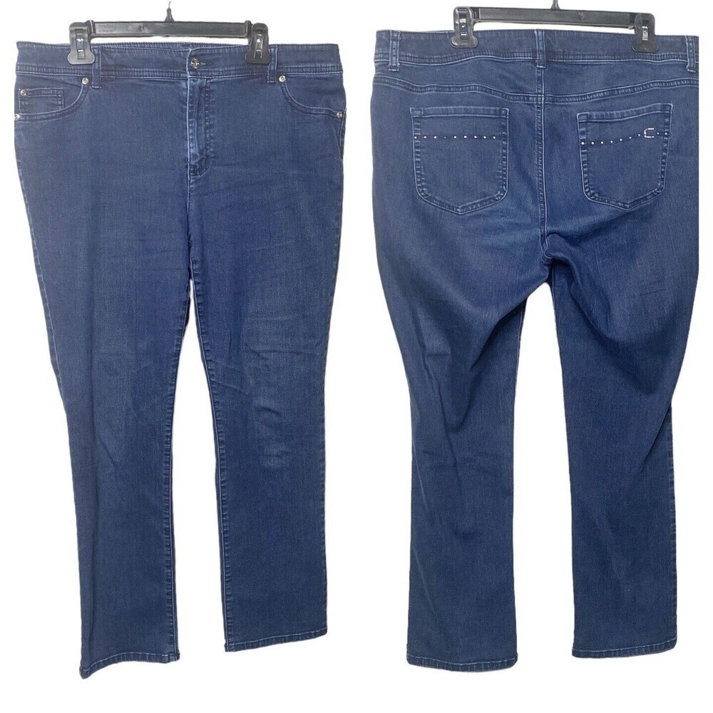 Chicos womens skinny Jeans 2.5 sz 14 Large Blue Medium Wash high rise stretch